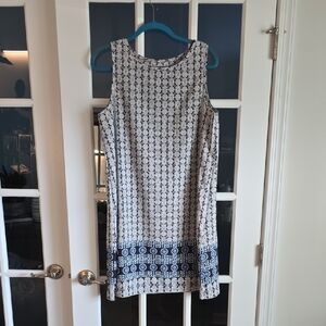 Navy and White Patterned Dress